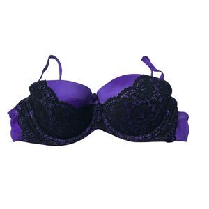 Victoria’s Secret purple bra 34C balconet Scalloped floral Lace